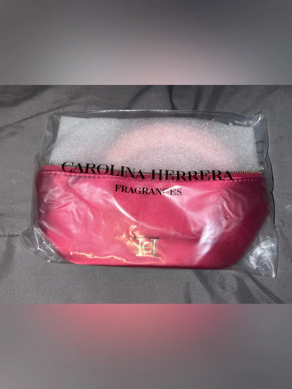 Pink Satin Carolina Herrera Top-Handle Cosmetic Case